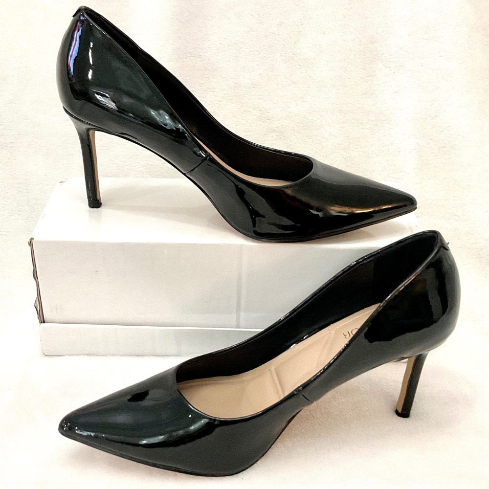 Black JENN ARDOR Patent leather Pointed Toe Dressy High Heels Sz 8